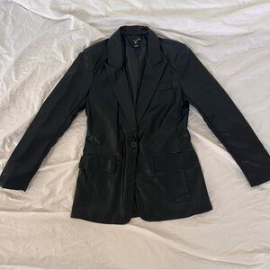 Windsor black faux leather blazer Size XS.